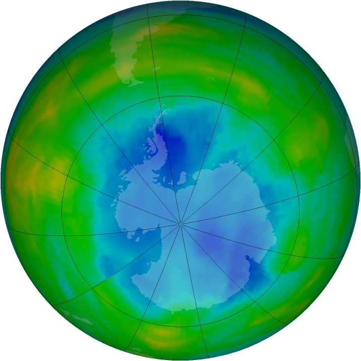 Antarctic ozone map for 16 August 1987